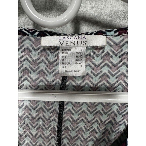 Lascana Venus Southwestern V Neck Blouse Womens Sz Small Top Peplum Bell Sleeve - Picture 3 of 6